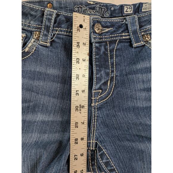Miss Me Easy Boot Jeans 29 Embellished Flap Pocket Bling JE5759ER Actual 31x30 - Picture 9 of 10